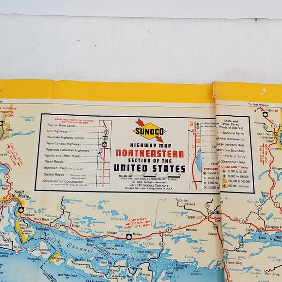 Sunoco Highway Map of Eastern North Eastern US 1962 Vtg Lithographed - Picture 13 of 14